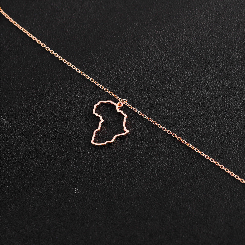 Outline africa map clavicle necklace