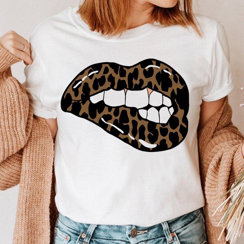 Creative Color Lip Print Short Sleeve