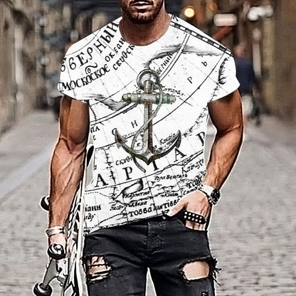 New Map Anchor Print Short-Sleeved T-Shirt Multicolor