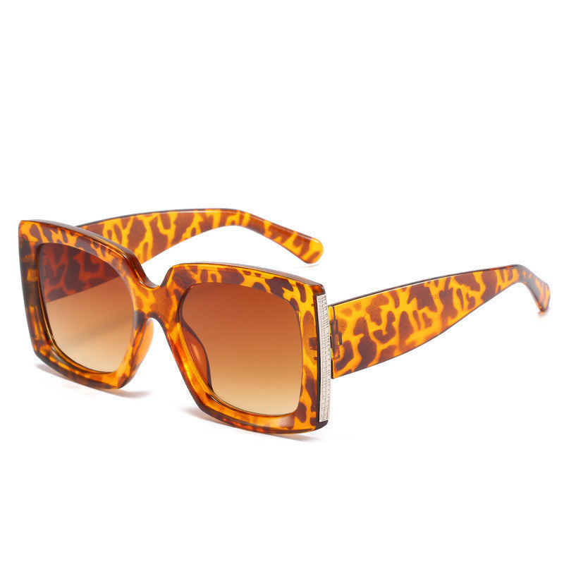 Trendy Large Square Frame Bright  Sunglasses