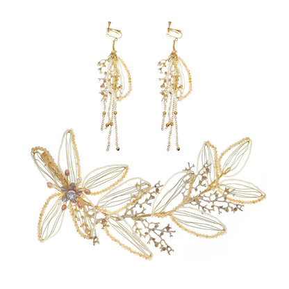 Pearl Flower headdress and Earring