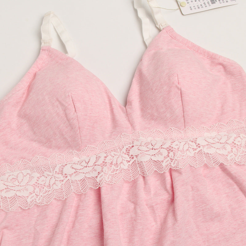 Cotton lace vest pajamas