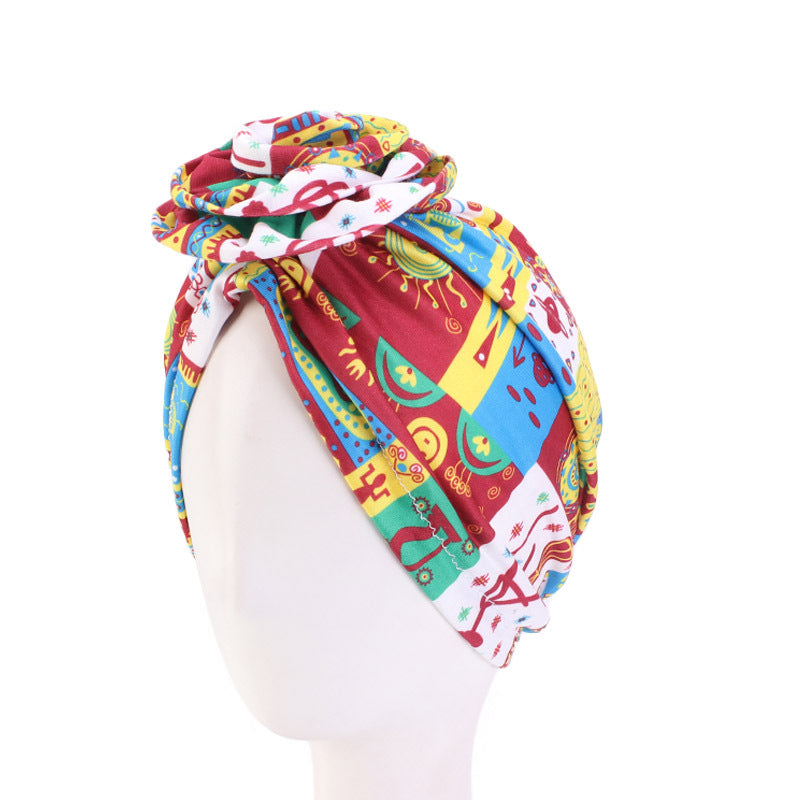 Cotton pan flower bandana hat