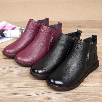 Leather cotton short non-slip boots