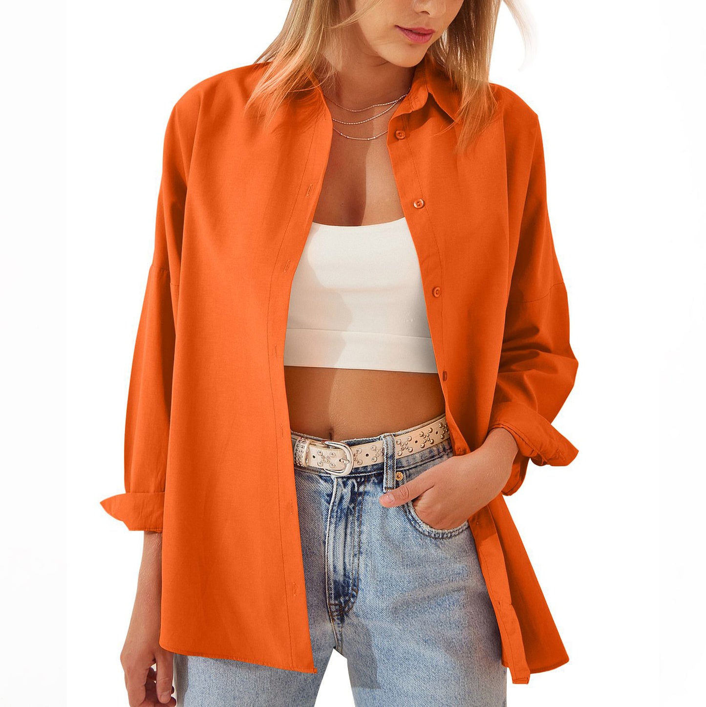 Women's Shirt Jacket Long Sleeve Blouse Button Down Top