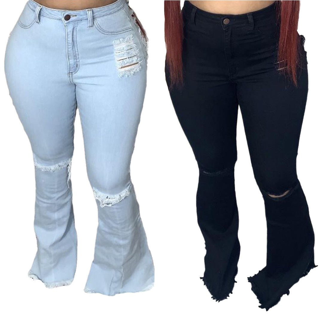 Trendy Unique Jeans Stretch Bell-bottom Pants