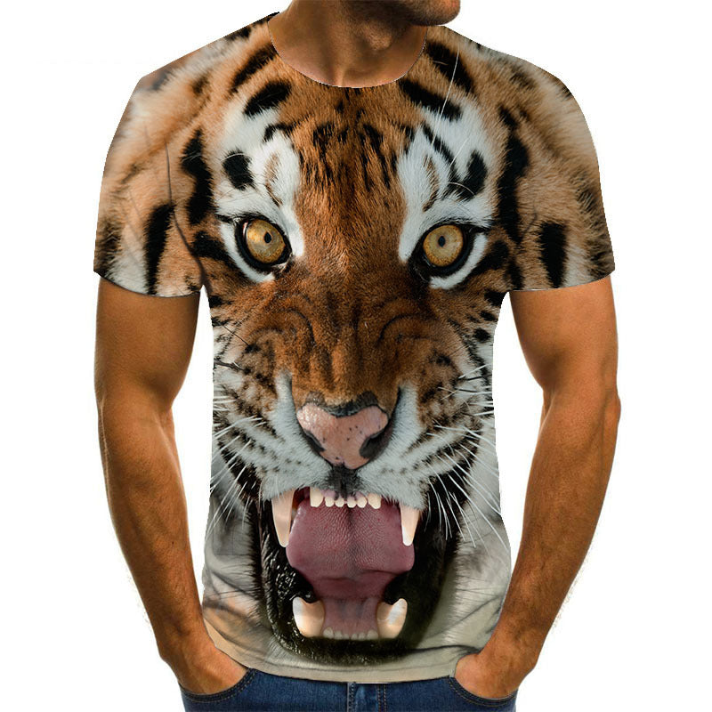 New Animal Print 3d T-shirt Men's Short Sleeve