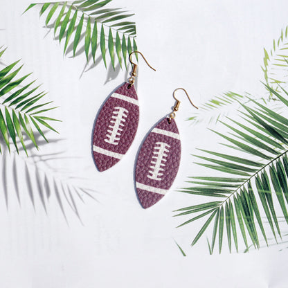 Trendy Soft Football PU Leather Leaf Earrings