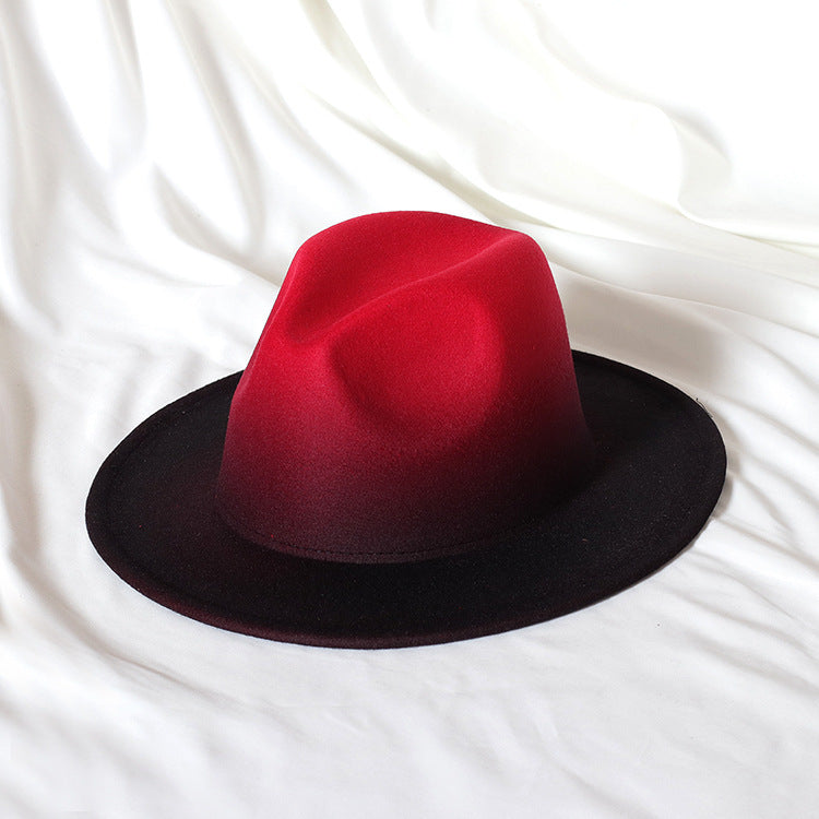 Gradient Color Topper Flat Brim Jazz Top Hat