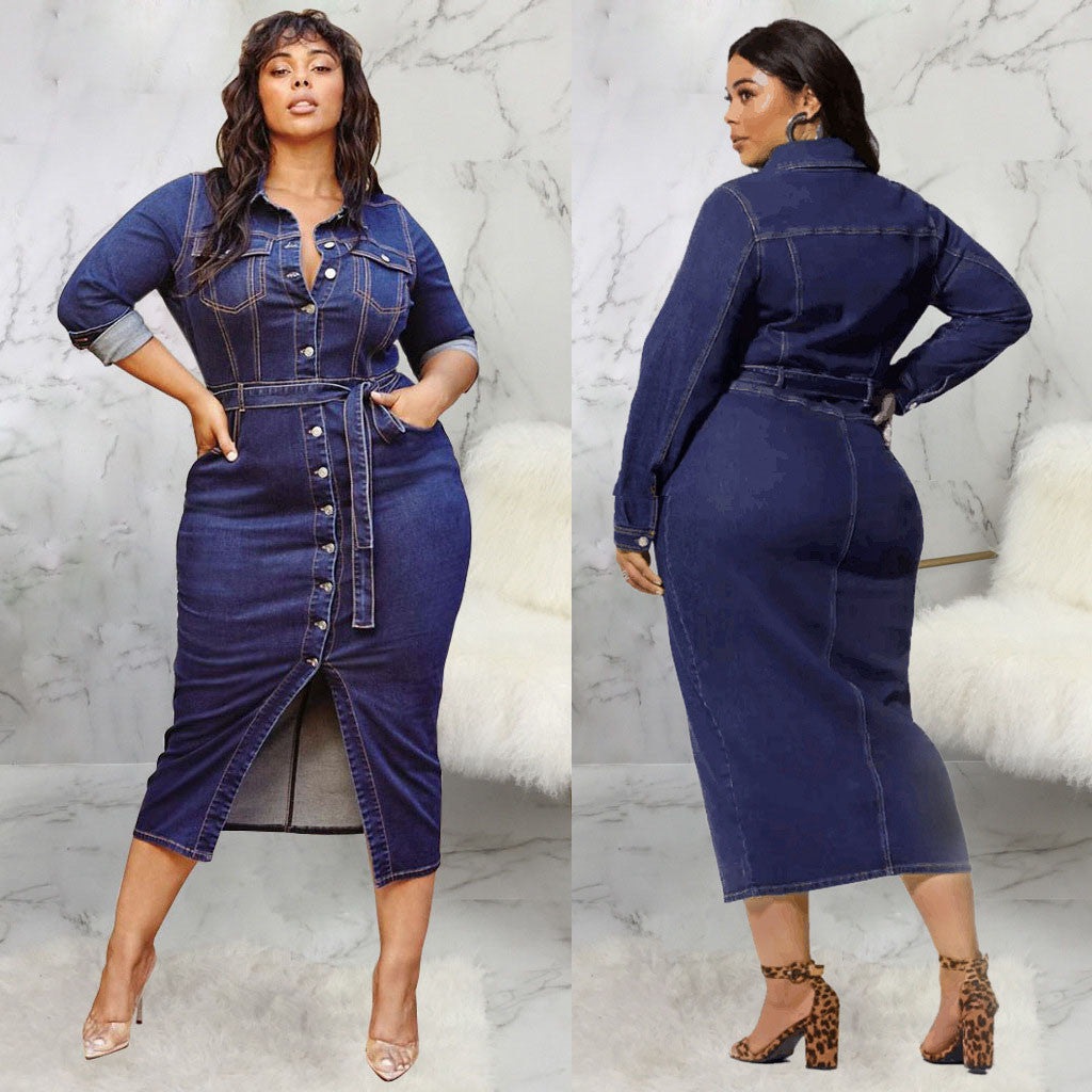 Denim Long Sleeves Women's Dress