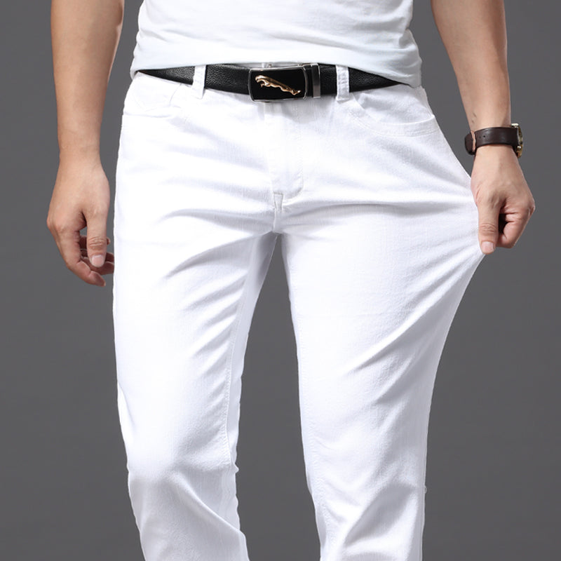 Light-Colored Jeans Men's Loose Straight White Casual Pants