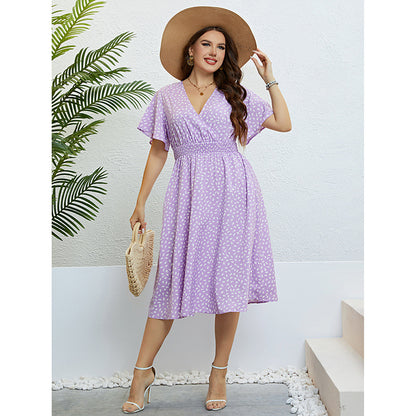 Purple Loose V- Neck Dress