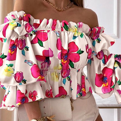 Women Long Sleeve Off Shoulder Blouse