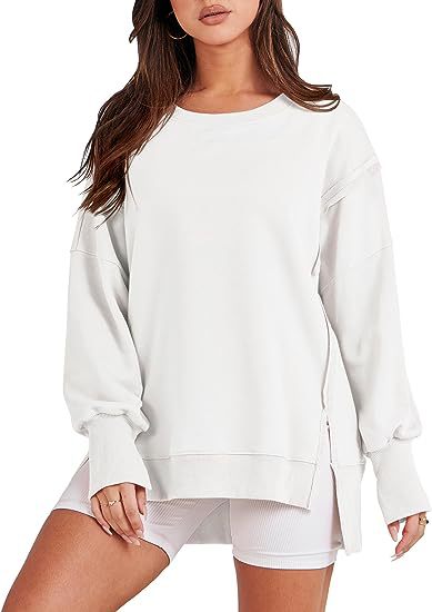 Solid Oversized Sweatshirt Crew Neck Long Sleeve Pullover Hoodies