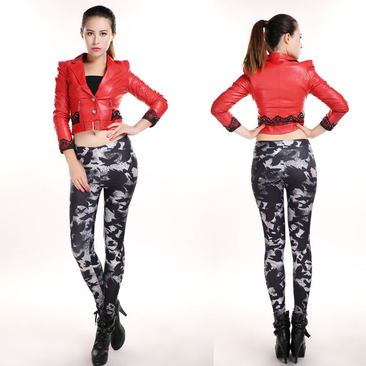 Women Gothic Raven Crow Wild Goose High Waist Punk Rock Pants