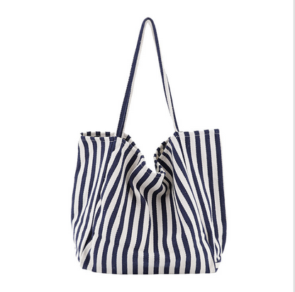 Striped Canvas Bags High Capacity Shoulder Bags