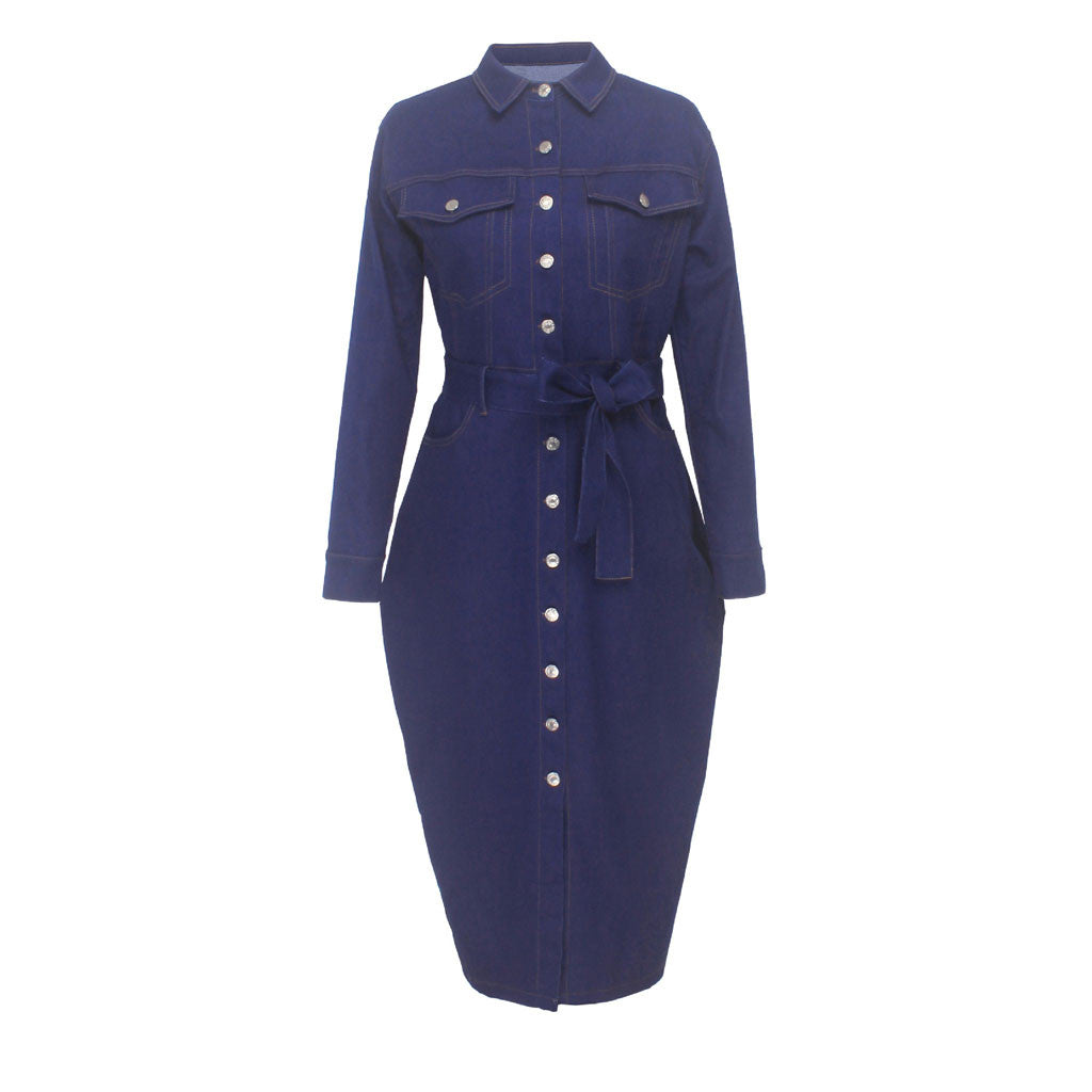 Denim Long Sleeves Women's Dress