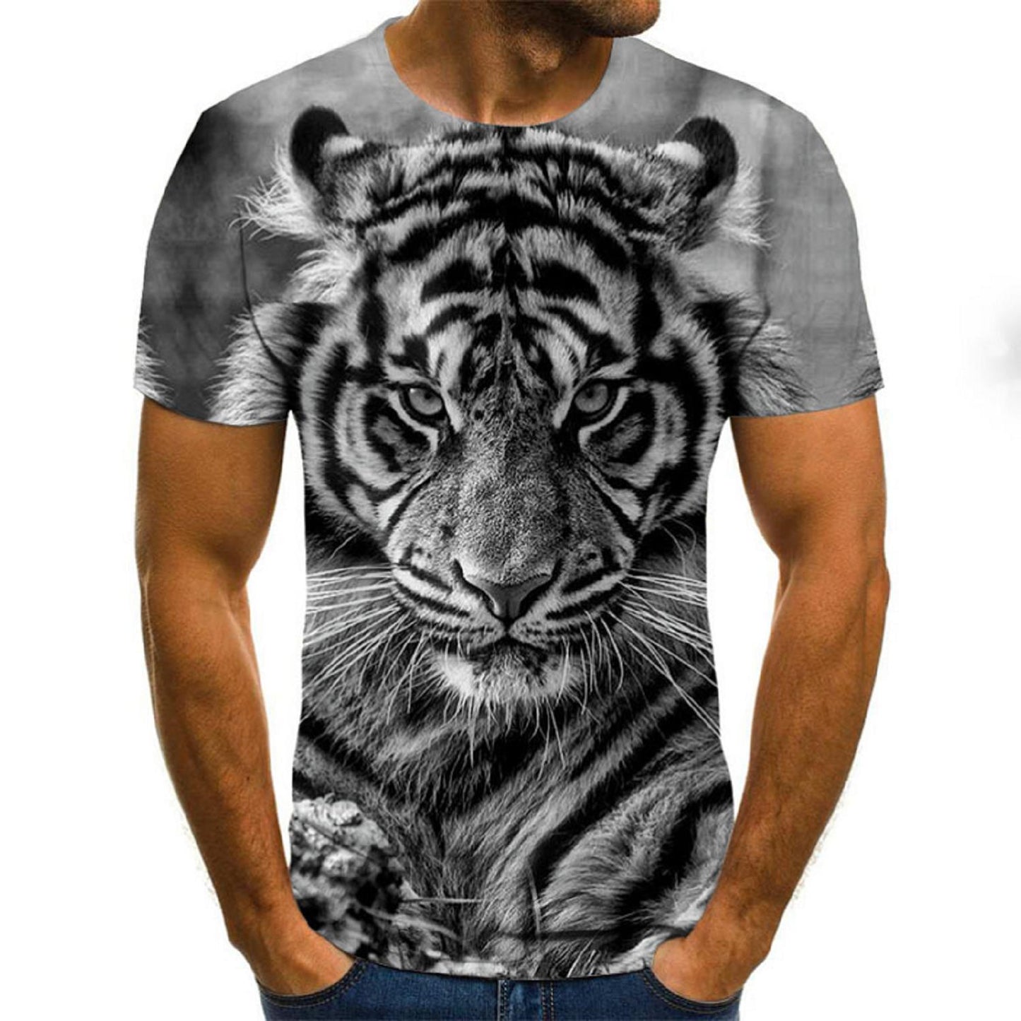 New Animal Print 3d T-shirt Men's Short Sleeve