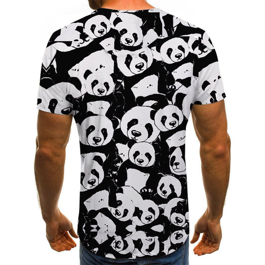 New Men's T-Shirt 3D Panda Print Youth Fashion Personality Cute Short Sleeve Top