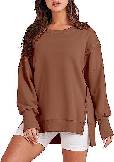 Solid Oversized Sweatshirt Crew Neck Long Sleeve Pullover Hoodies