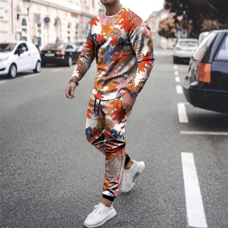 Printed Long-sleeved Casual Suit