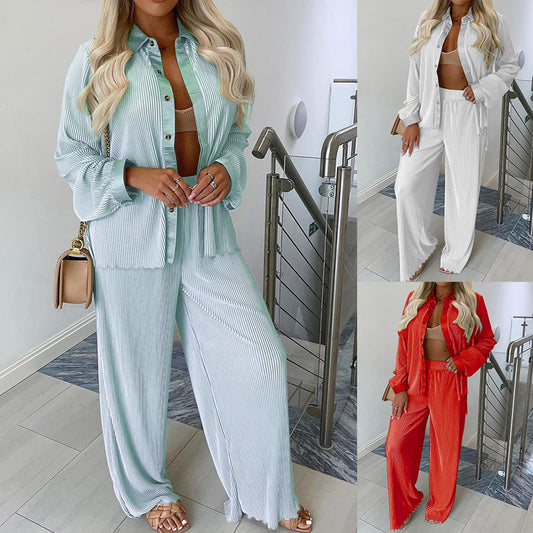 Women's Long-sleeved Shirt Loose Two-piece Suit