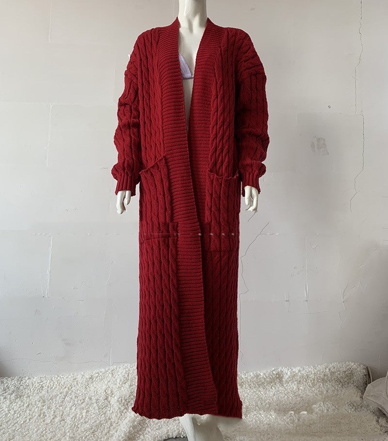 Long European And American Knitwear Coat