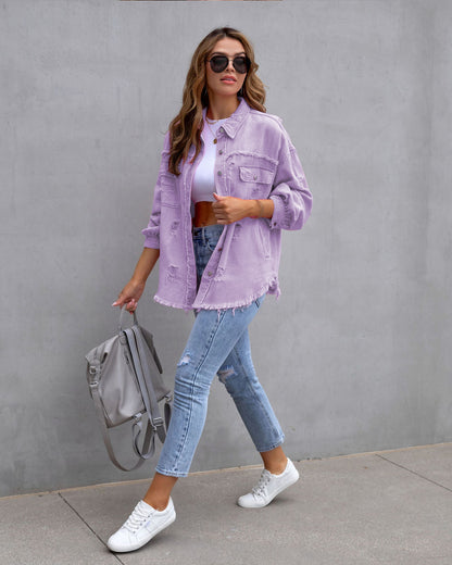 Fashion Ripped Shirt Jacket