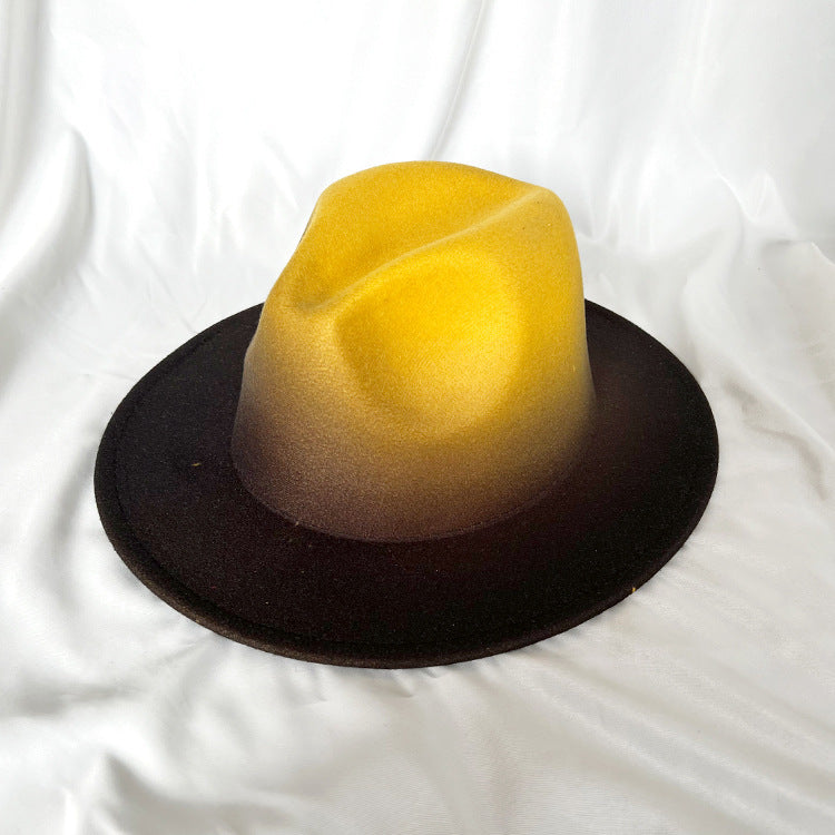 Gradient Color Topper Flat Brim Jazz Top Hat