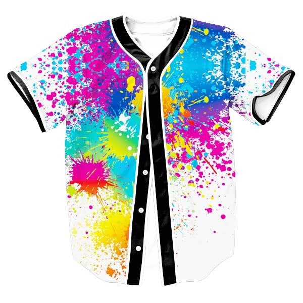 Short Sleeve 3D Print Fashion Button Cardigan Baseball Jersey