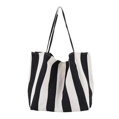 Striped Canvas Bags High Capacity Shoulder Bags