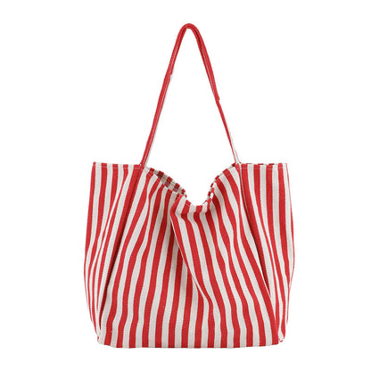 Striped Canvas Bags High Capacity Shoulder Bags