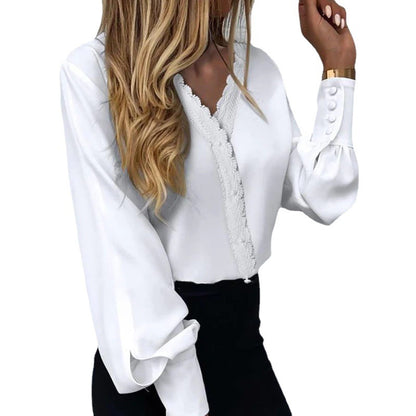 Women's Fashionable Printed Lace Casual Shirt