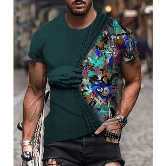 Men's 3D Printed Oversized Short Sleeve T-Shirt