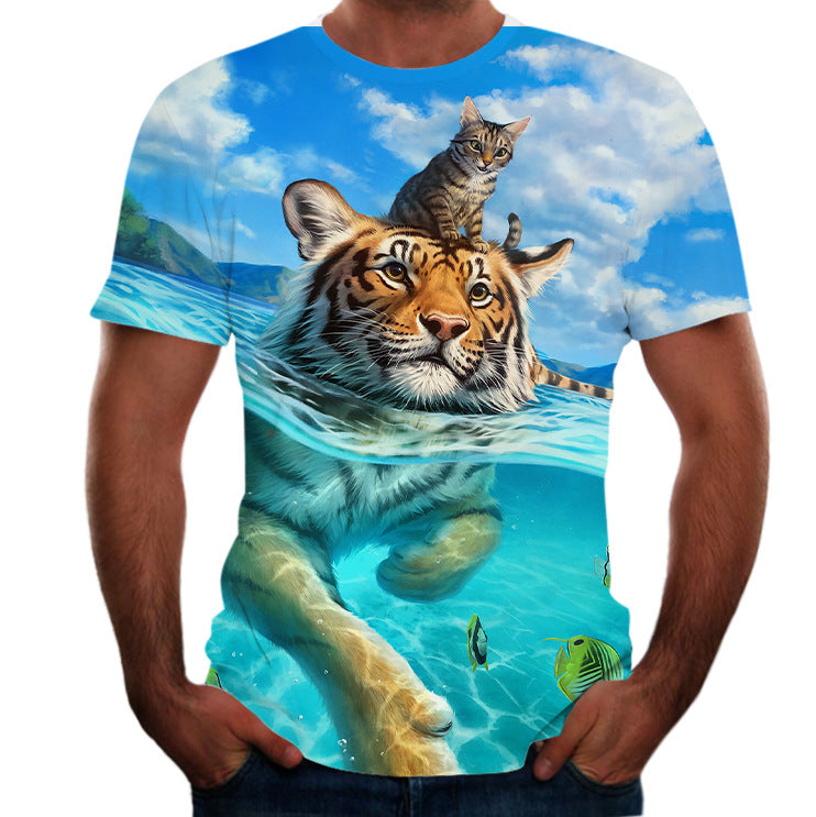 New Animal Print 3d T-shirt Men's Short Sleeve