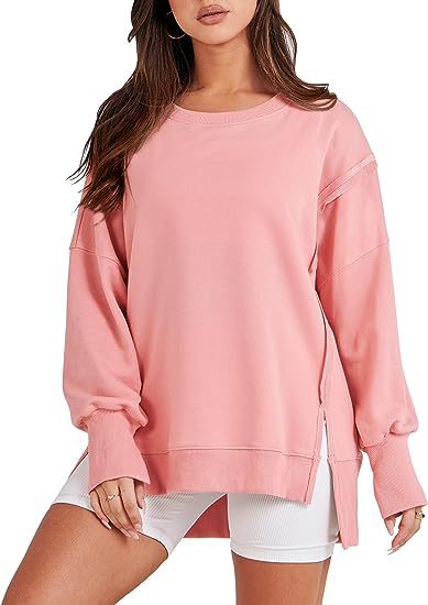 Solid Oversized Sweatshirt Crew Neck Long Sleeve Pullover Hoodies