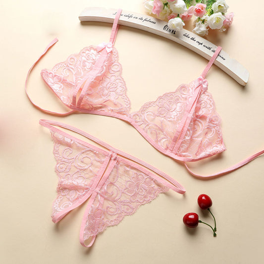 Transparent Lace Bra and Thong Set