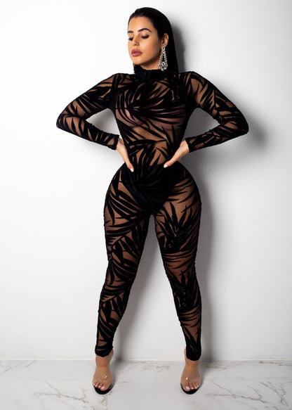 Sexy Mesh Hollow Perspective Jumpsuit