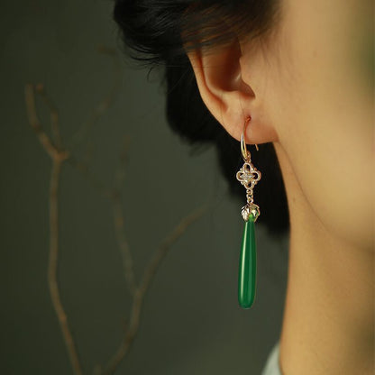 Green Agate Water Drop Earrings