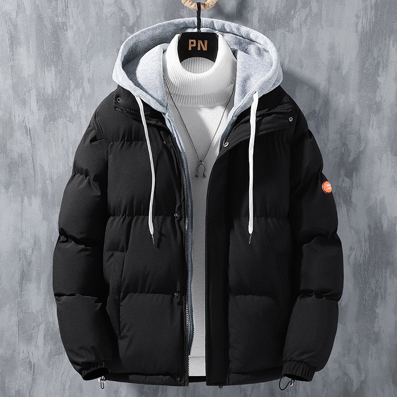 Men Winter Windproof Thickened Fake Two-piece Coat