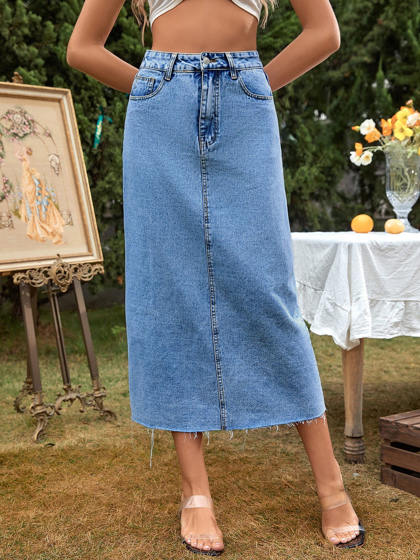 Trendy Denim Skirt Casual All-match Tutu