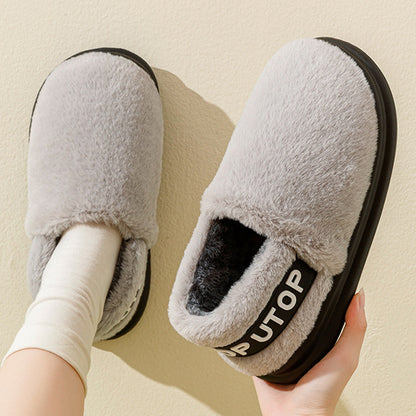 Winter Cotton Thick-soled Plush Slippers