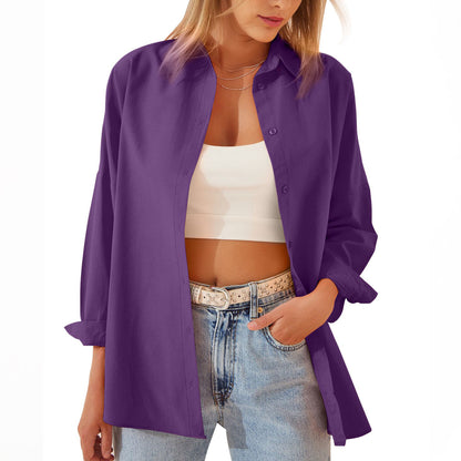 Women's Shirt Jacket Long Sleeve Blouse Button Down Top