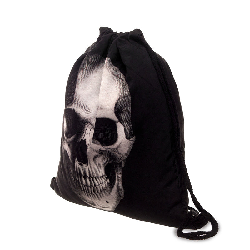 Drawstring Bag 3D Digital Printing Skull Drawstring Bag