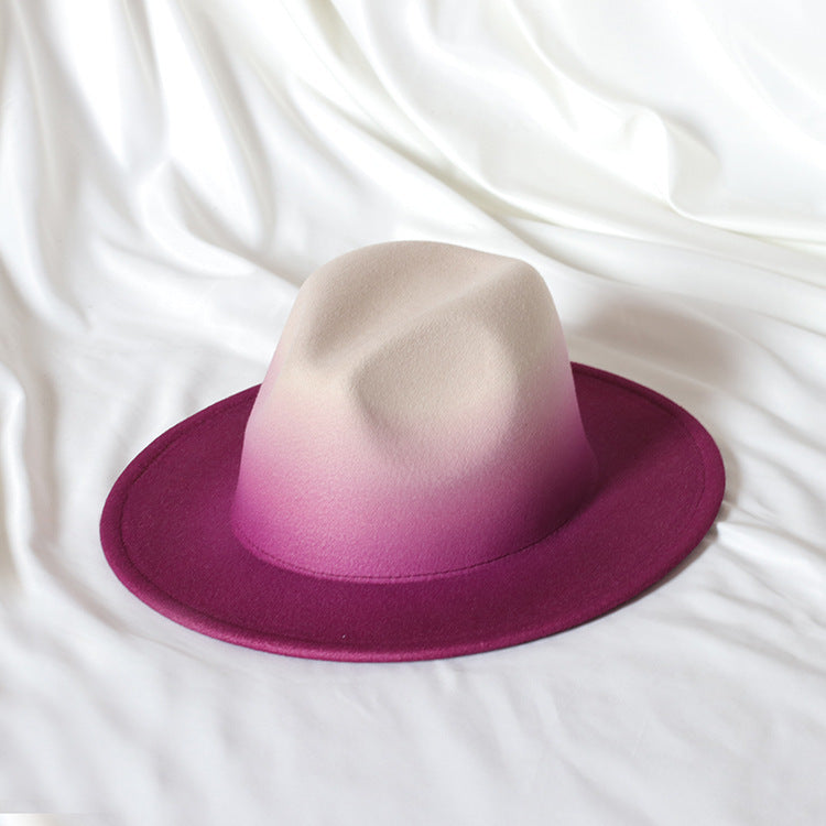 Gradient Color Topper Flat Brim Jazz Top Hat