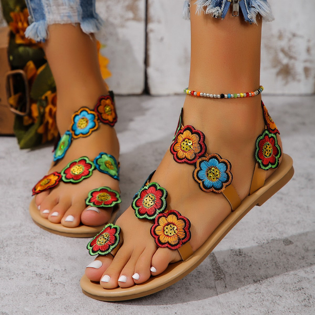 Peacock Eye Hair Beach Slippers Women