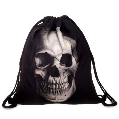 Drawstring Bag 3D Digital Printing Skull Drawstring Bag