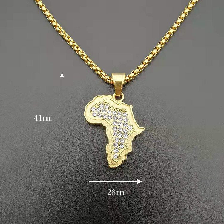 Diamonds Africa map pendant necklace