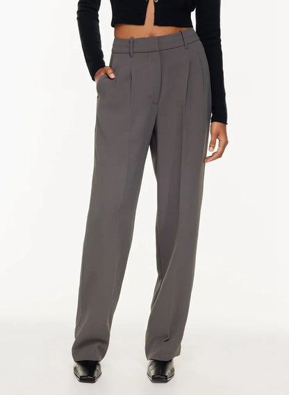 High Waist Straight wide leg Trousers With Pockets