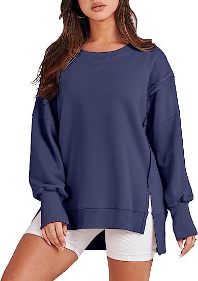 Solid Oversized Sweatshirt Crew Neck Long Sleeve Pullover Hoodies